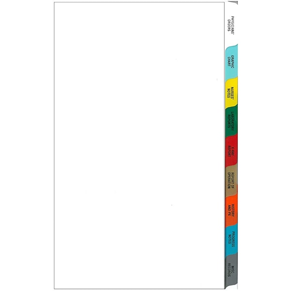 Medical Chart Index Dividers(16 Tab Side Open(Long-Term Care Set),PK10